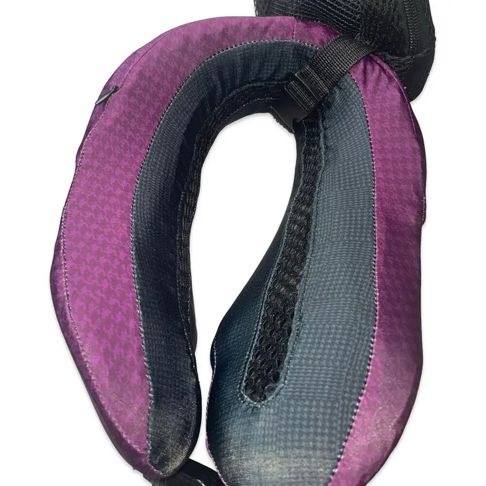 Cabeau Evolution Cool Travel Neck Pillow Purple Houndstooth Case Headphones